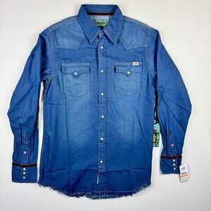 2OH Threads NWT Women's Western Cut Paisley Fringe Denim Shirt Size S